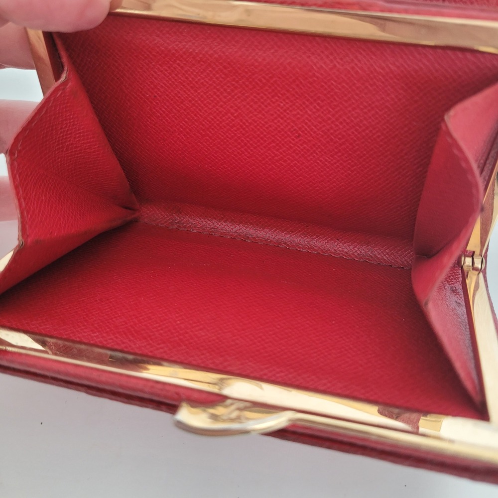 Louis Vuitton Red Epi Leather Portefeuille Viennois Kiss Lock Wallet MI0012 - Picture 6 of 16